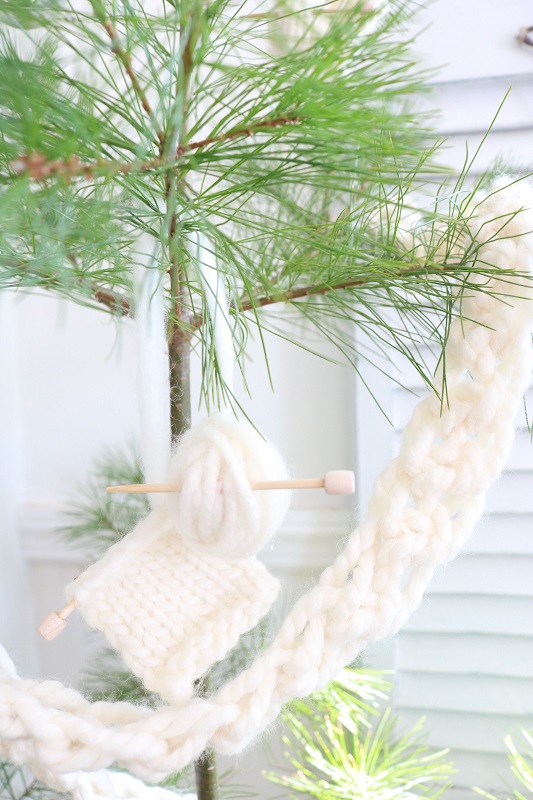 Scandinavian Christmas Decor - mini knitting needles