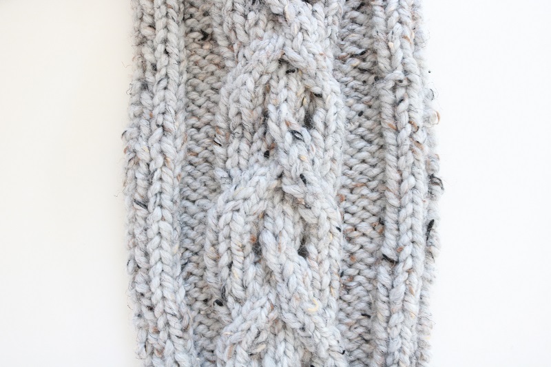 Knit Chunky Cable Scarf - finished scarf, closeup