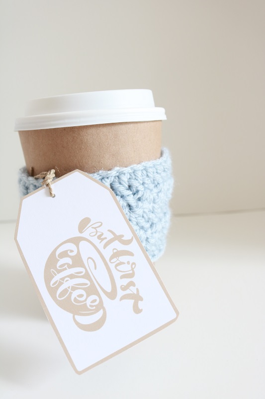 Coffee Gift Tags - with blue cup cozy, tag 2