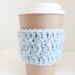 Crochet Coffee Cup Cozy - finished cozy around cup