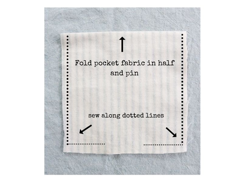 Long Half Apron Pattern - fold pocket fabric - with text