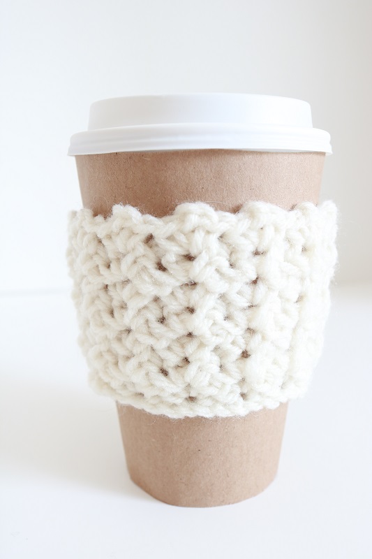 Crochet Coffee Cup Cozy - Pattern 3, on cup