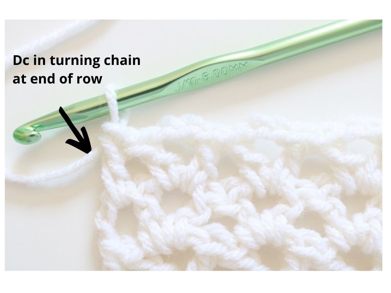 Crochet Tutorial Wide V-Stitch - dc at end of row