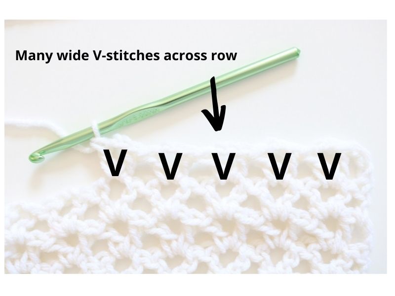 Crochet Tutorial Wide V-Stitch - multiple v stitches in row