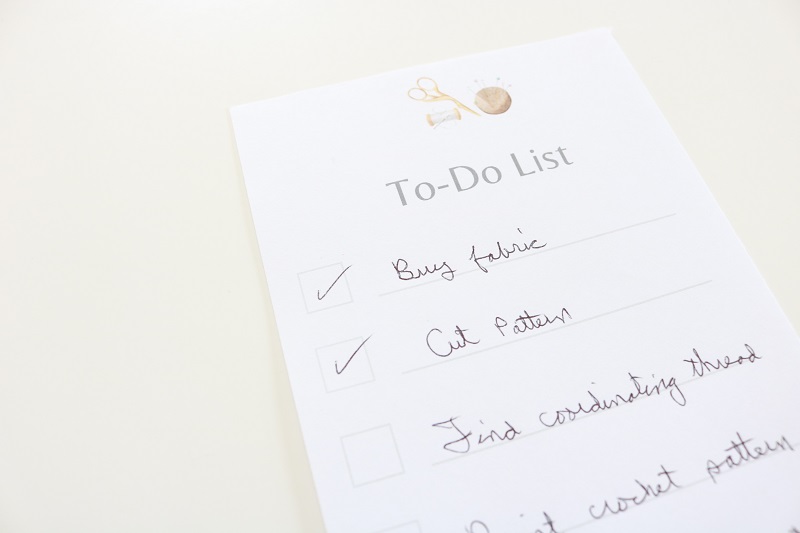 Free Sewing Printable to do list - page with written list