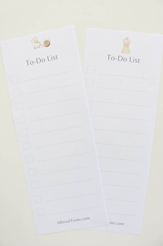 Free Sewing Printable to do list - pages after cutting