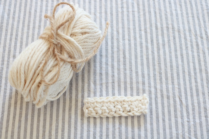 Ticking Stripe Tea Towel - finished crocheted hook