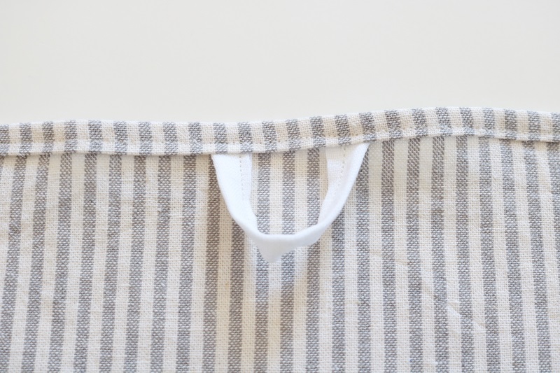 Ticking Stripe Tea Towel - sew fabric hook and top edge