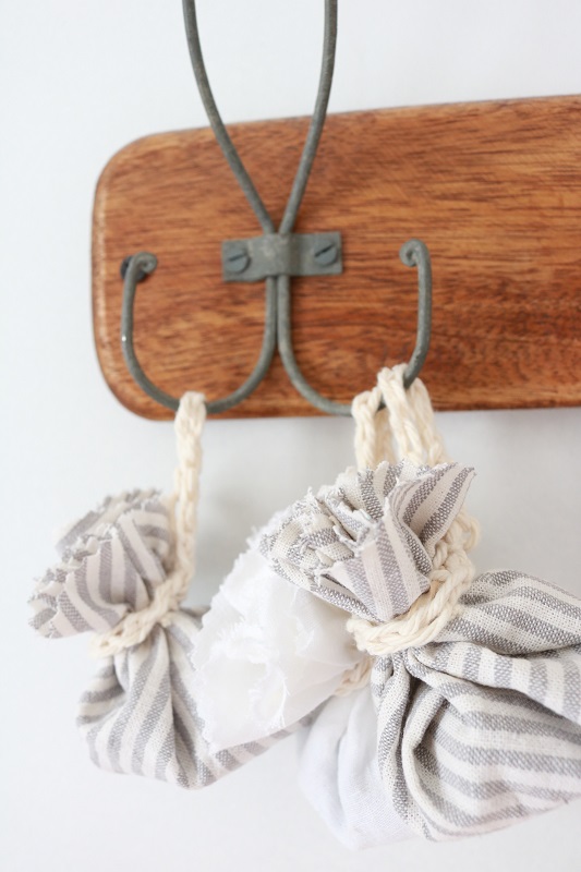 How to Make Lavender Bag - group of bags on hooks