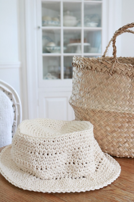 Crochet Bucket Hat - on table