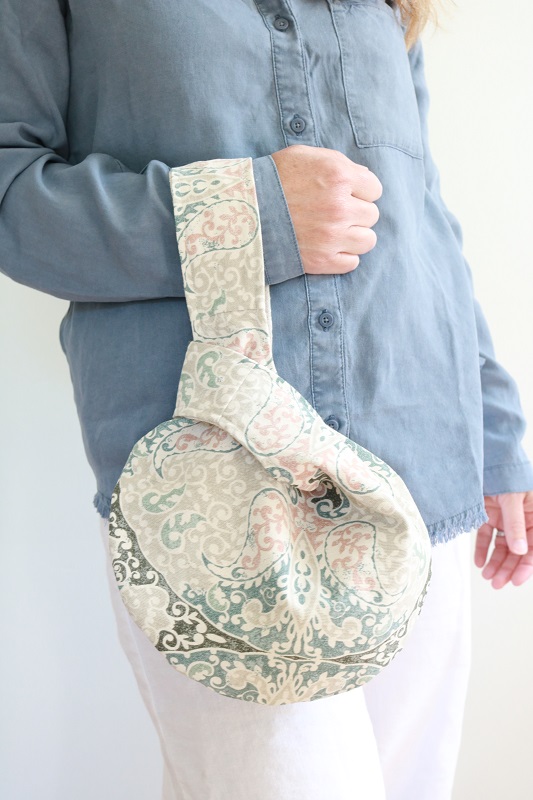 Japanese Knot Bag - holding patterned bag