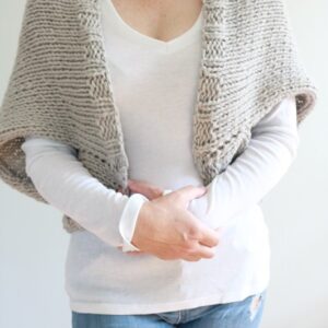 Knit Cable Shrug - wearing, center view