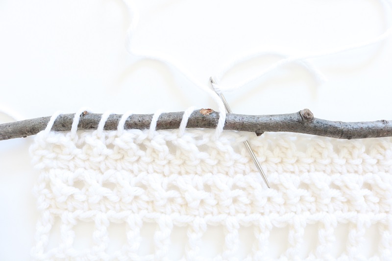 Fringe Crochet Wall Hanging - stick, wrap around
