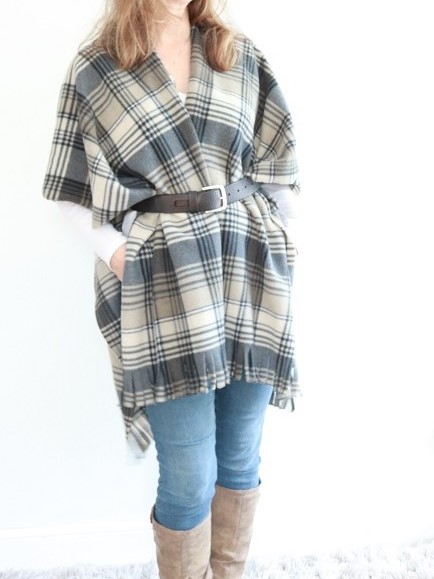 DIY Poncho - wearing with belt