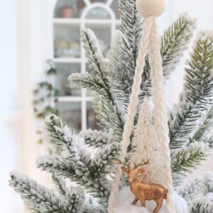 Christmas Yarn Crafts - deer scene - ornament on tree