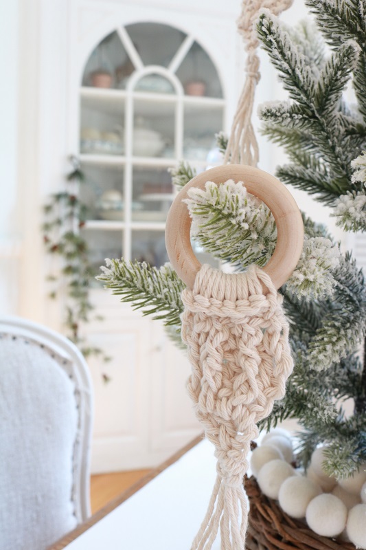 Christmas Yarn Crafts - scandinavian boho rings - on tree