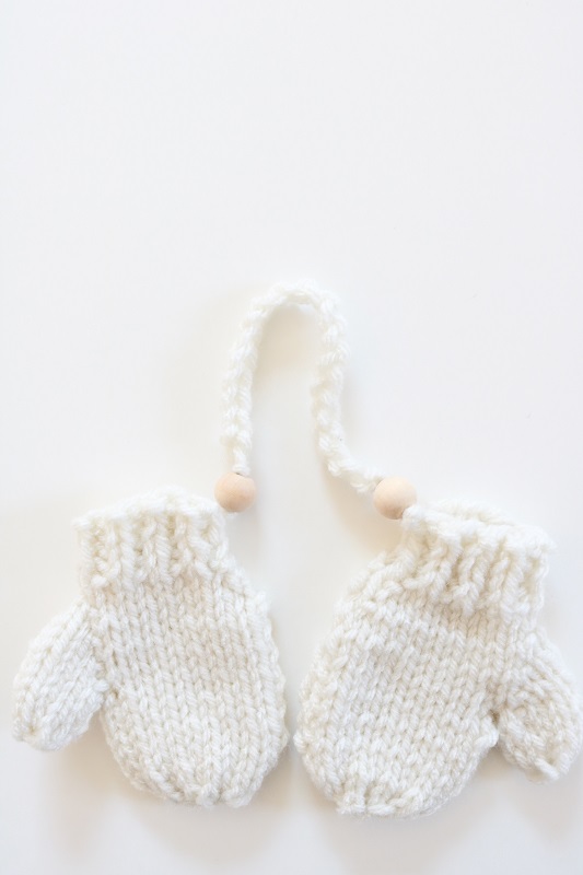 Knit Mittens Ornament - solid pair