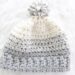 Crochet Hat Two Tone - finished hat, with pom pom, feature image