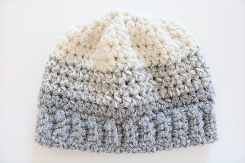 Crochet Hat Two Tone - finished hat, without pom pom