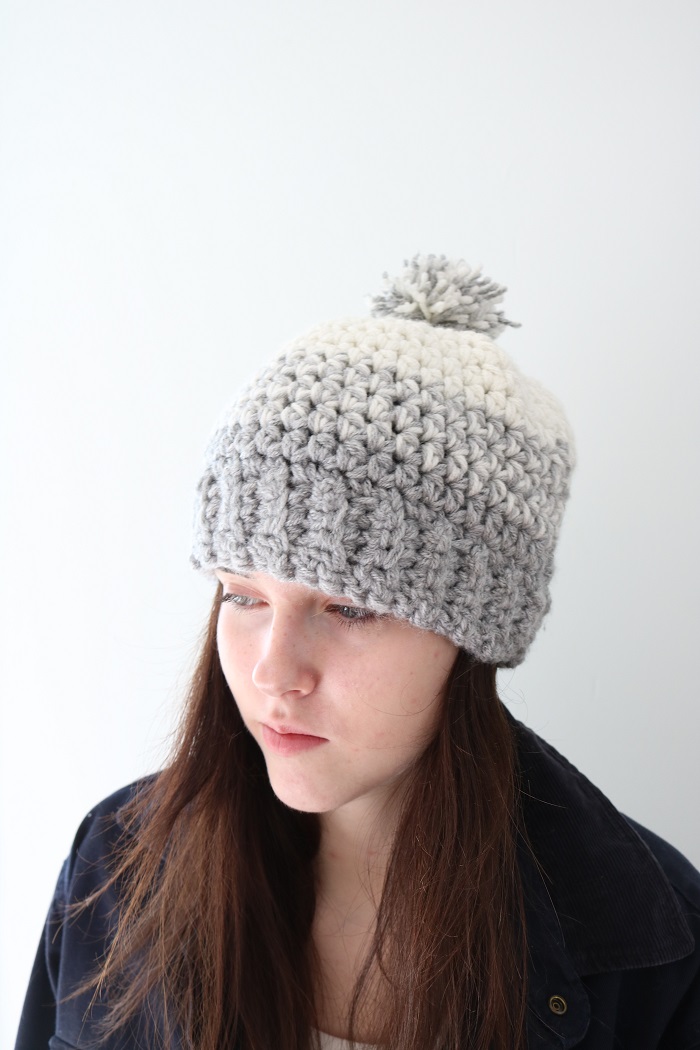 Two tone crochet hat - retake 2