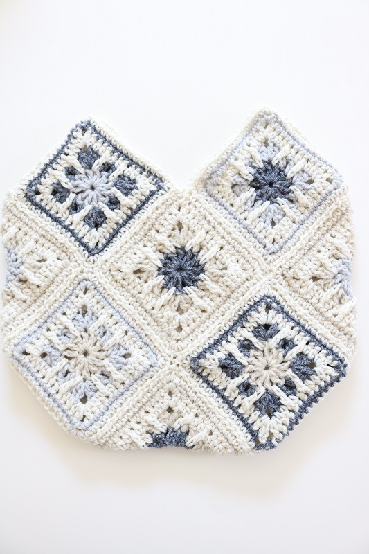Coastal Granny Squares Crochet Tote Bag - after seaming squares together