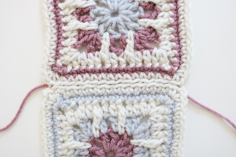 How to Join Granny Squares - finished, showing right side, contrasting color