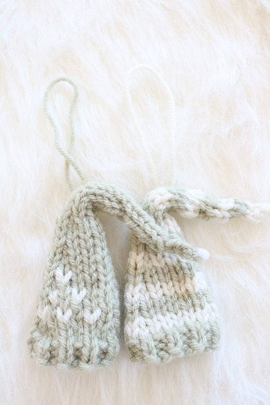 Knit Mini Stocking Hat - motif and striped
