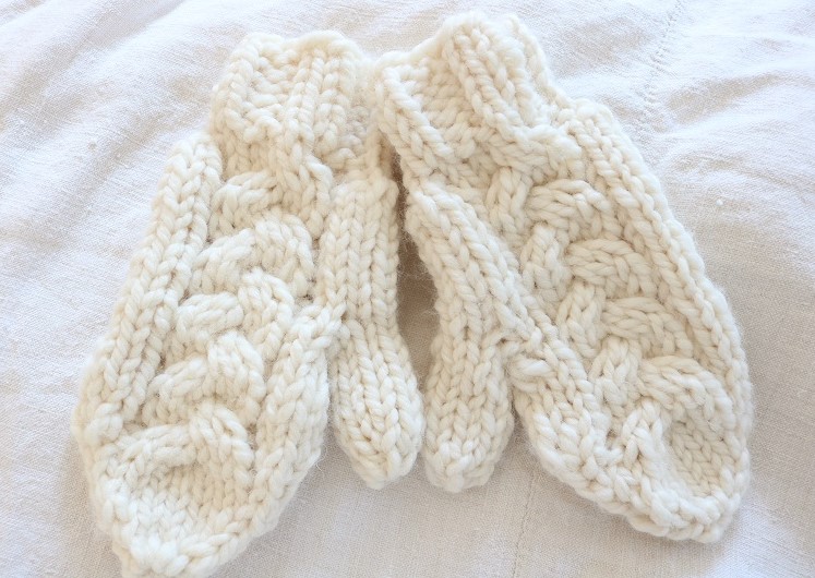 Knit Cable Mittens -finished mittens