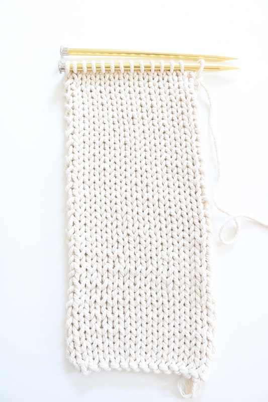 Knit Shoulder Bag - last row of knitting