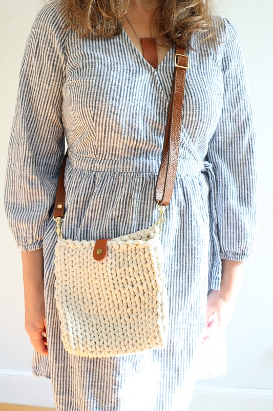 Knit Shoulder Bag - wearing cross body