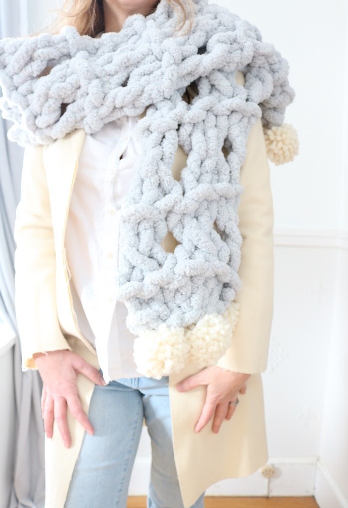 Big Knit Scarf - wearing scarf, toss over shoulder