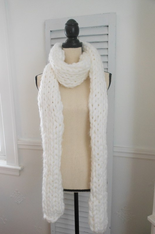 chunky long scarf white brighter