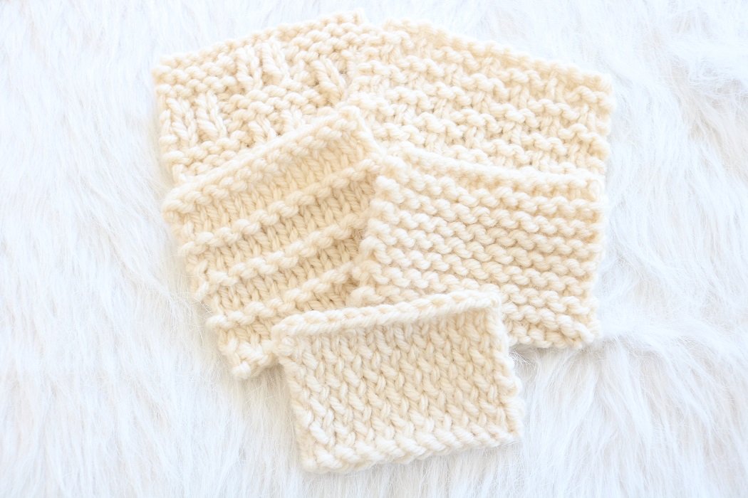Easy Knitting Stitch Patterns - cream yarn