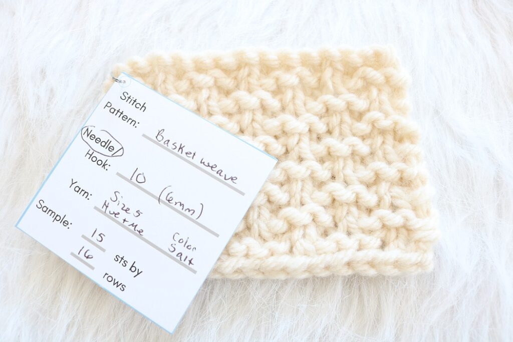 Easy Knitting Stitch Patterns - sample with label