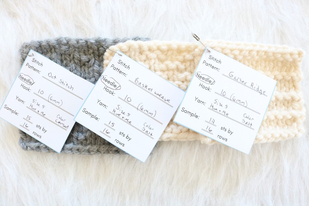 Easy Knitting Stitch Patterns - samples with labels