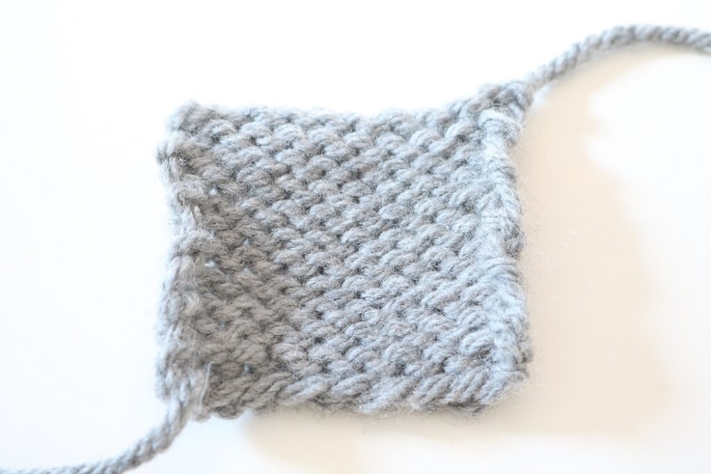 How to Knit - finished swatch, purl side