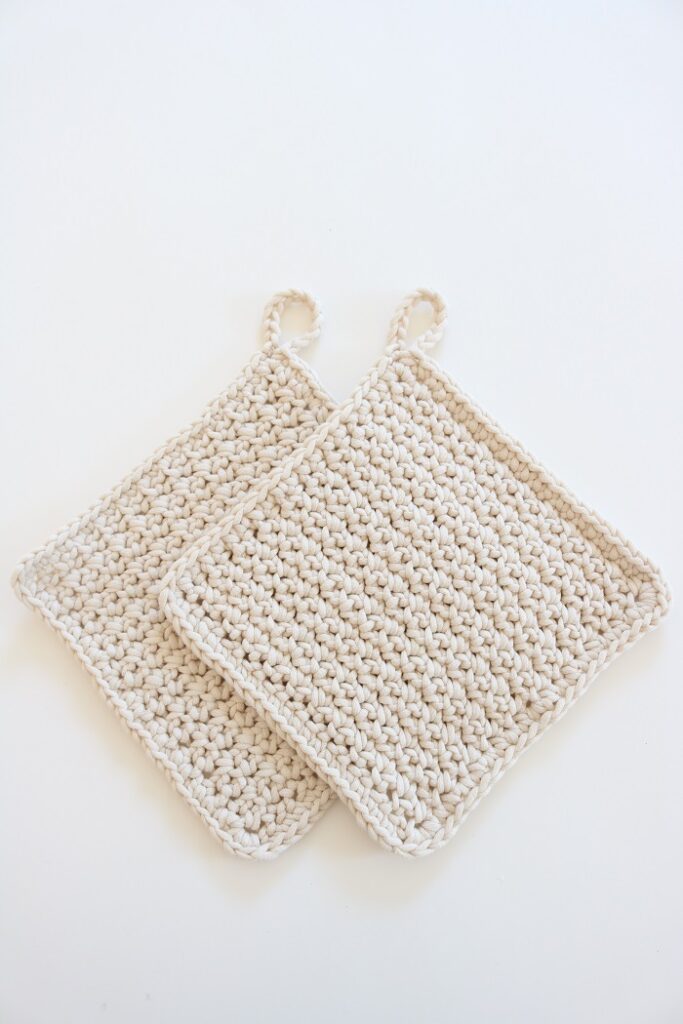 Spring Cleaning Crochet Dishcloth - finished pair, vertical