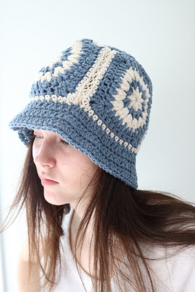 Granny square crochet hat - retake 1