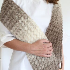 Fairhaven Scarf - Crochet Pattern - wearing wrapped