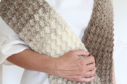 Fairhaven Scarf - Crochet Pattern - wearing wrapped