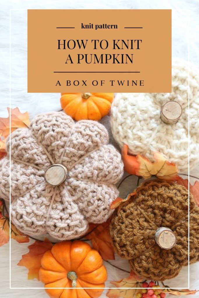 Pinterest pin for knit pumpkin pattern