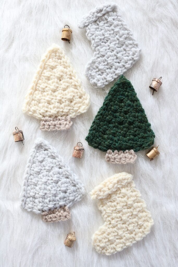crochet mini trees and stockings