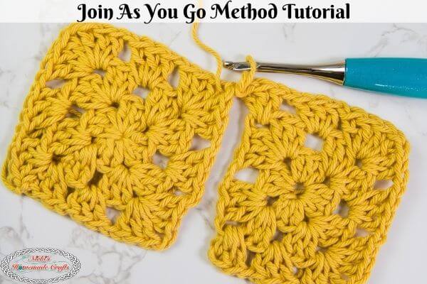 shows crochet as you go method of joining crochet squares