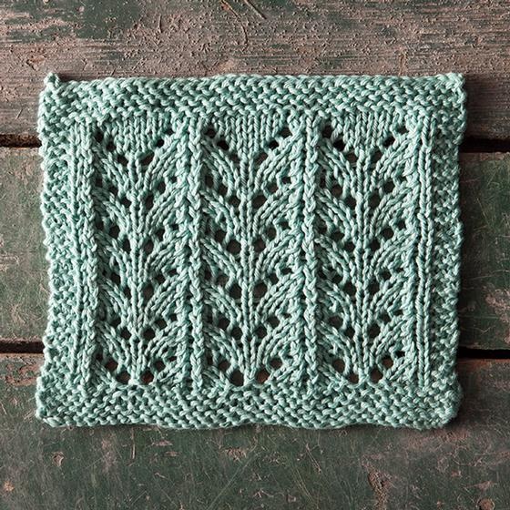 lace knit dishcloth on table