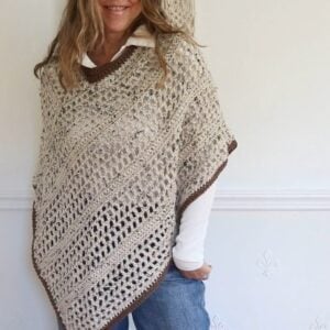 woman wearing fall crochet poncho