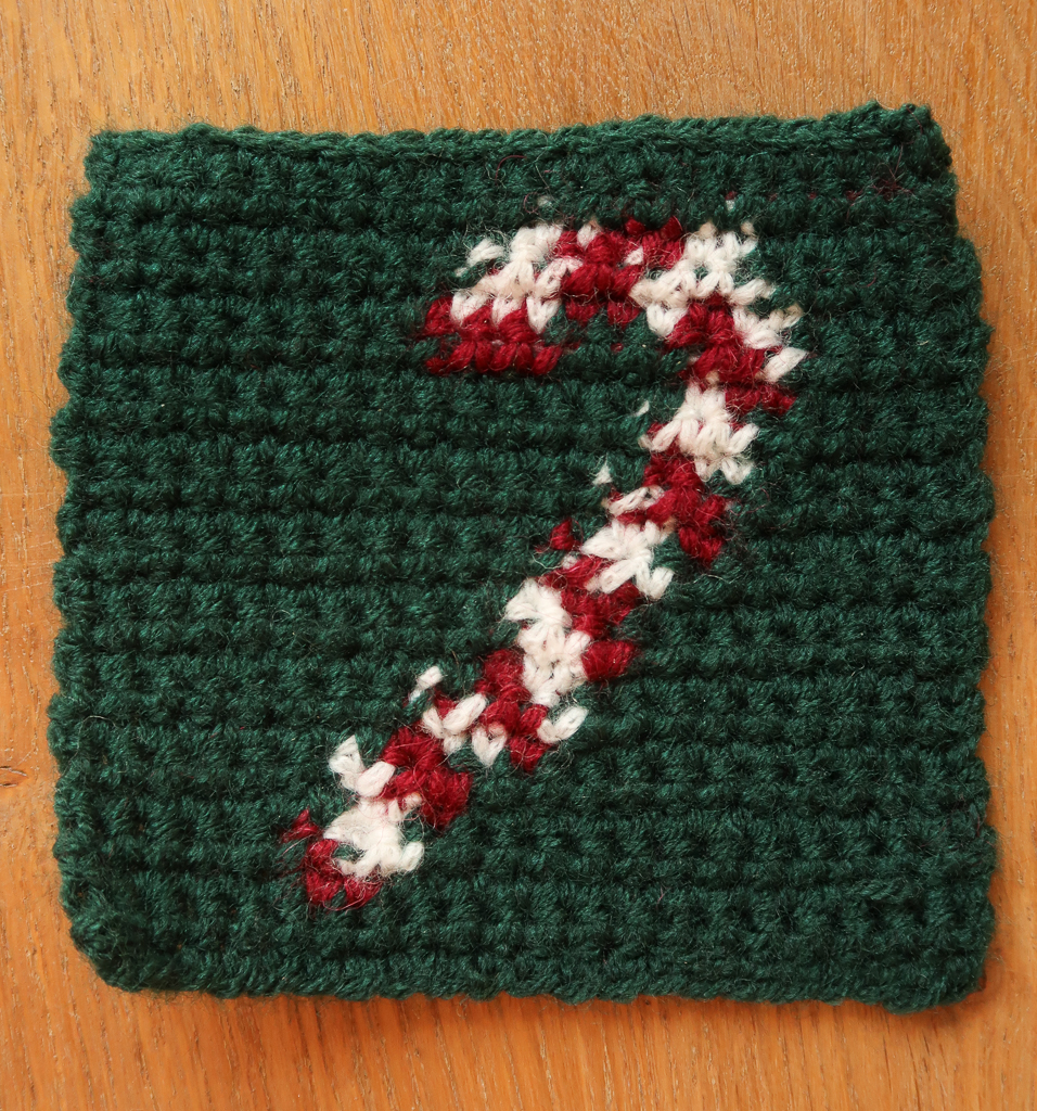 santas cane crochet square