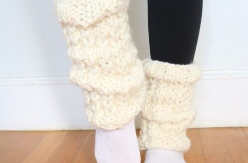Knit Leg Warmers - wearing with leggings 2, featured image