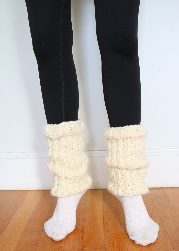 Knit Leg Warmers - wearing with leggings 3