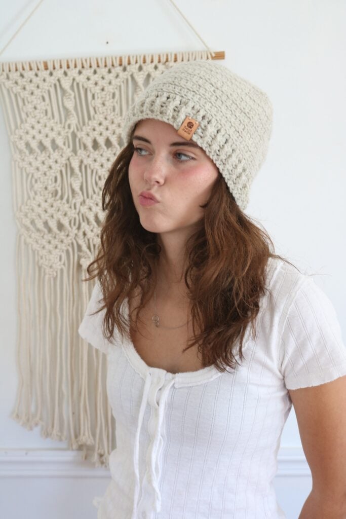Crochet Beanie Hat - wearing 3 1200px