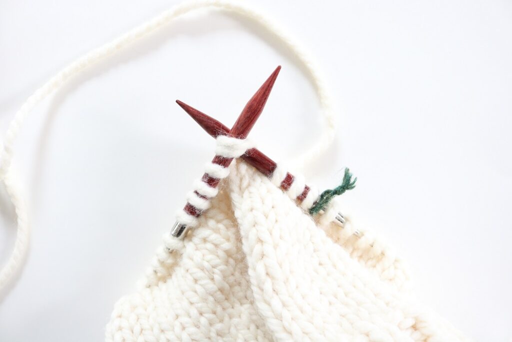 Knit Beginner Hat Pattern - working round 3 of decreases